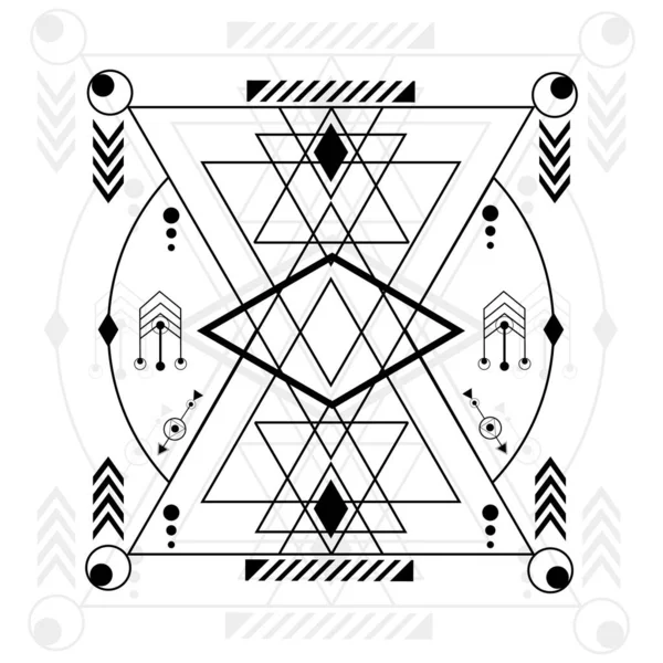 Beyaz arkaplanda modern kutsal geometri ana hatları şekilleri