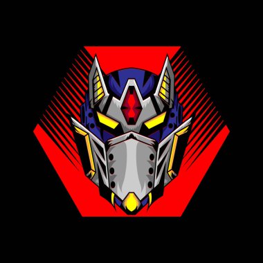 Çapraz Arkaplanlı Robot Başı Çizimi