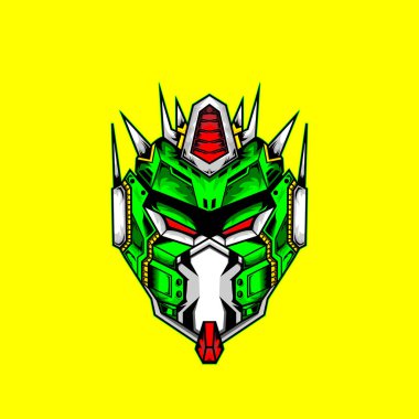 Katı renk arkaplana sahip robot kafası