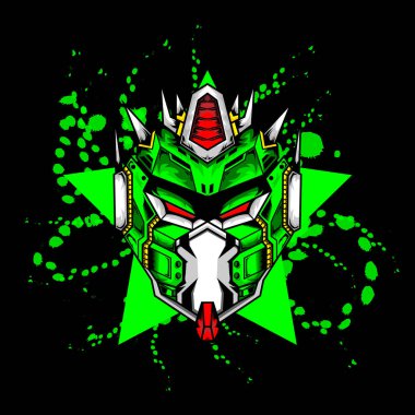 Yıldız mürekkebi arka planına sahip robot kafası