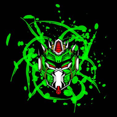 Mürekkep arkaplanı olan robot kafası