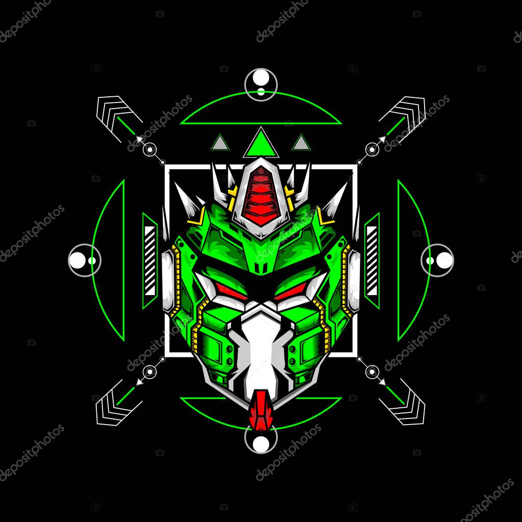 Robot Head With Sacred Background Can Use For Gaming Logo E Sport T Shirt Editable Premium Vector In Adobe Illustrator Ai Ai Format Encapsulated Postscript Eps Eps Format
