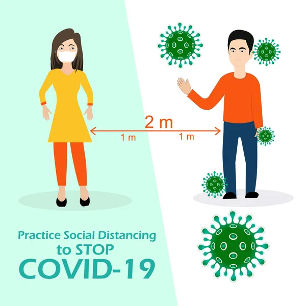 Διατήρηση Κοινωνικής Απόστασης Για Την Πρόληψη Covid — Διανυσματικό Αρχείο