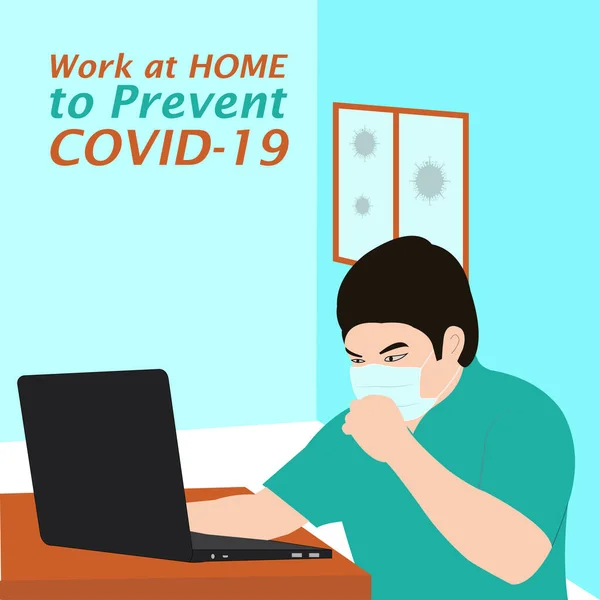 Εργασία Στο Σπίτι Για Την Πρόληψη Covid — Διανυσματικό Αρχείο