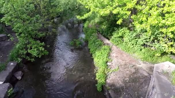 River from waste sewage from industrial production of steel mills — Stock Video