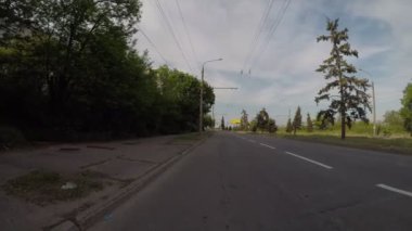 Ağaçların arka planına karşı boş asfalt yolu