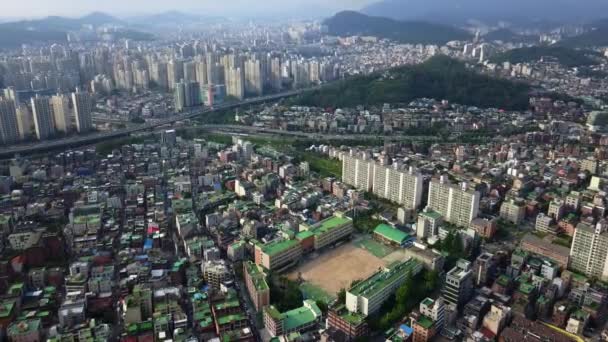 Antenne Buurt Van Hongdae Seoul South Korea — Stockvideo