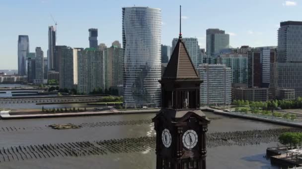 Antenne Une Gare Bord Mer Dans New Jersey Hoboken — Video