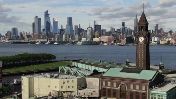 Anténa Nábřeží Vlakového Nádraží Hoboken New Jersey — Stock video