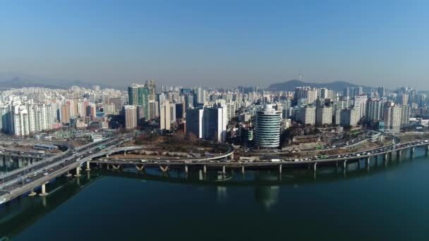 Κεραία Της Πόλης Της Νότιας Κορέας — Αρχείο Βίντεο