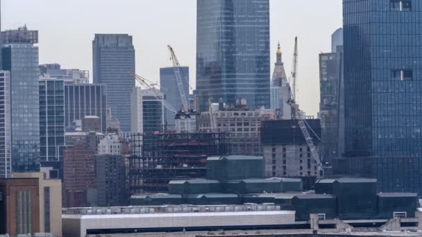 Időeltolódás Építkezés Belvárosában New Yorkban — Stock videók