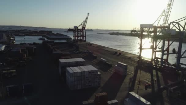 Aerial of brooklyn port authority marine terminal new york — Stock Video