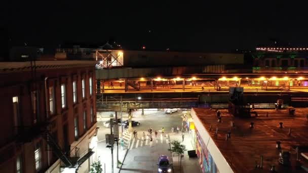 Aerial Bushwick Brooklyn Night — Stock Video