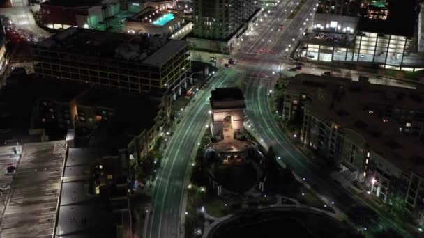 Aerial Downtown Atlanta Georgia Night — Stock Video
