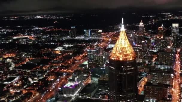 Antenn Centrum Atlanta Georgia Natten — Stockvideo
