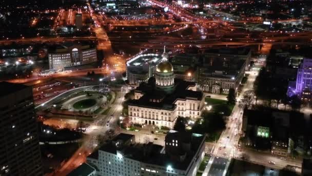 Antenne Der Innenstadt Von Atlanta Georgien Bei Nacht — Stockvideo