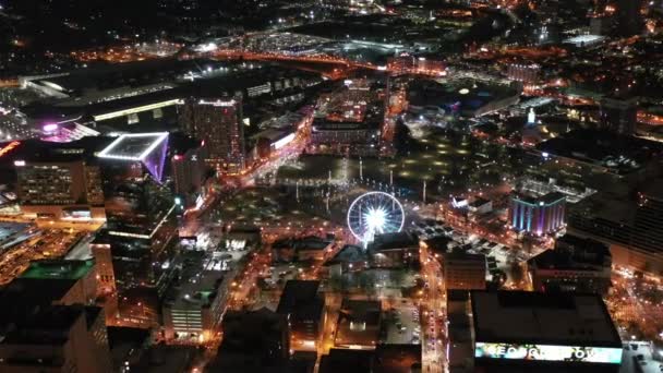 Antenne Der Innenstadt Von Atlanta Georgien Bei Nacht — Stockvideo