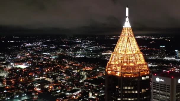 Aérea Del Centro Atlanta Georgia Por Noche — Vídeo de stock