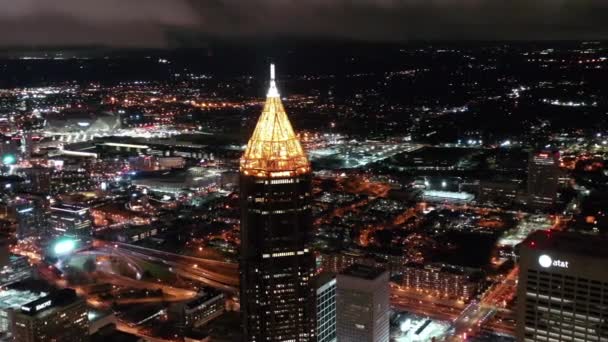 Antenne Der Innenstadt Von Atlanta Georgien Bei Nacht — Stockvideo