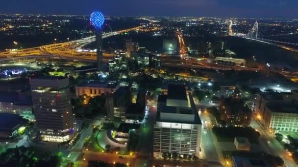 Aérea Centro Cidade Dallas Texas Noite — Vídeo de Stock