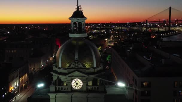 Aerial Downtown Savannah Georgia — Stock Video