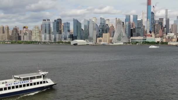 Antenne Van Hoboken Nieuwe Trui Hudson Rivier — Stockvideo