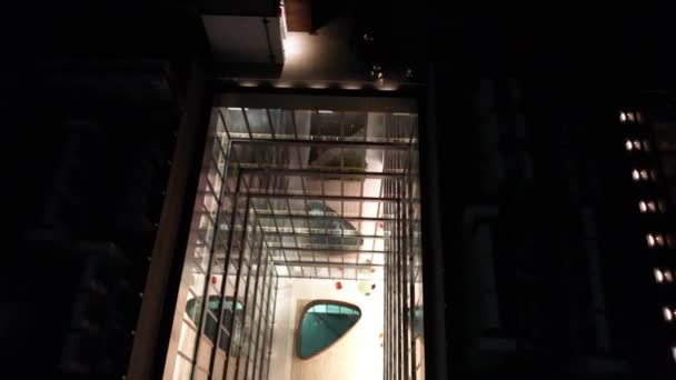 Antenn Modern Lägenhet Konst Bushwick Brooklyn Natten — Stockvideo