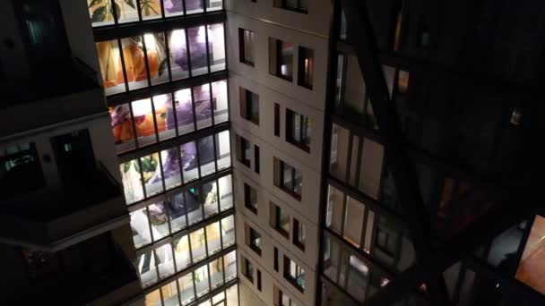 Aerea Arte Moderna Condominio Bushwick Brooklyn Notte — Video Stock