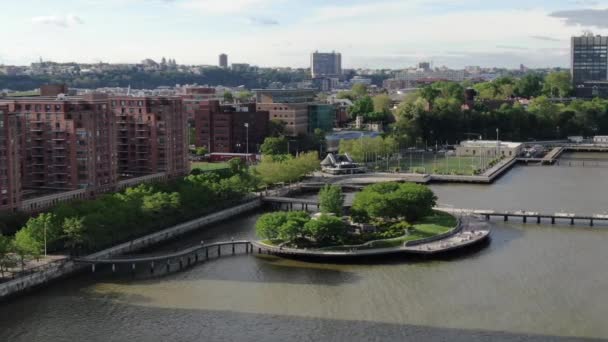 Aerial Hoboken Riverfront New Jersey — Stock Video