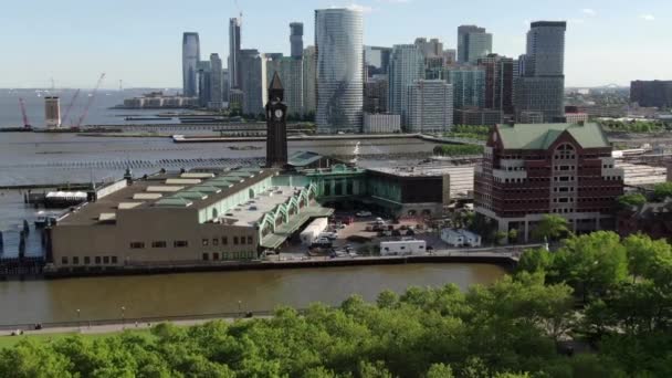 Antenne Van Hoboken Riverfront Nieuwe Trui — Stockvideo