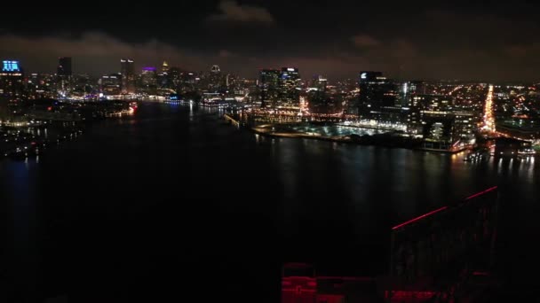 Baltimore Night Aerial Downtown — Stock Video
