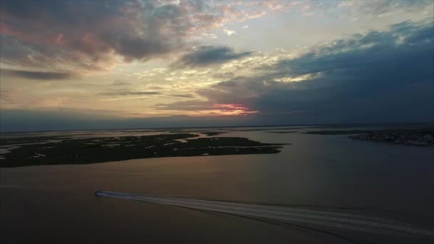 Brigantine Nueva Jersey Playa Ciudad Puesta Del Sol — Vídeo de stock