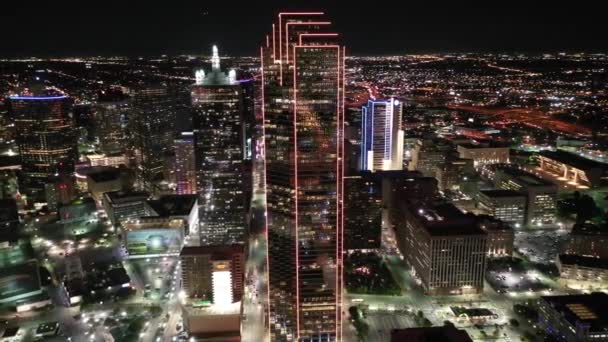 Dallas Centro Cidade Texas Noite — Vídeo de Stock