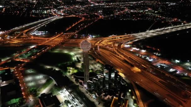 Dallas Centro Cidade Texas Noite — Vídeo de Stock