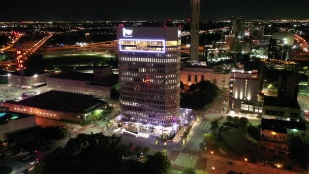 Dallas Centro Cidade Texas Noite — Vídeo de Stock