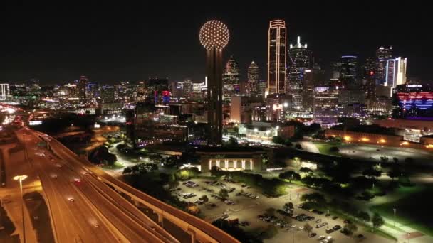Dallas Downtown Texas Nacht — Stockvideo