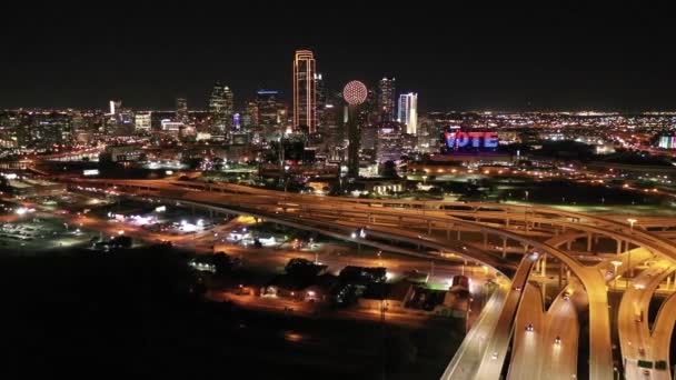 Dallas Centrum Van Texas Nacht — Stockvideo