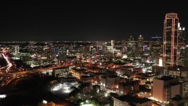 Dallas Centro Cidade Texas Noite — Vídeo de Stock