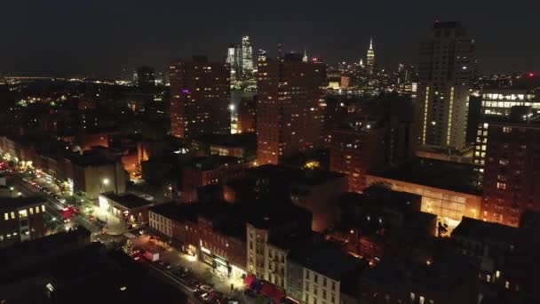 Sobrevuelo Aéreo Hoboken Nuevo Jersey Noche — Vídeo de stock