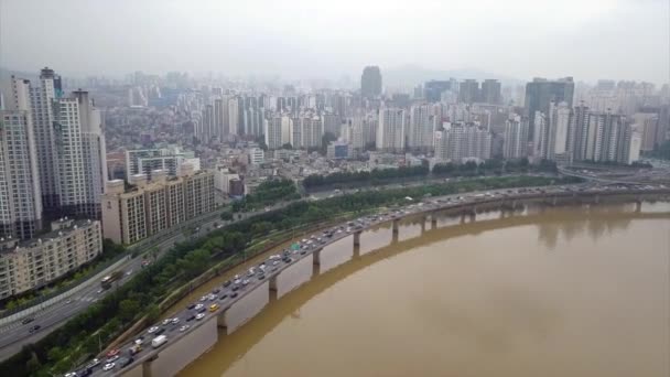 Han Floden Seoul Sydkorea Ichon Dong — Stockvideo