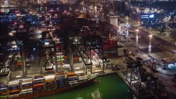 Hongkong China Hiperlapso Puerto Contenedores Aéreos — Vídeos de Stock