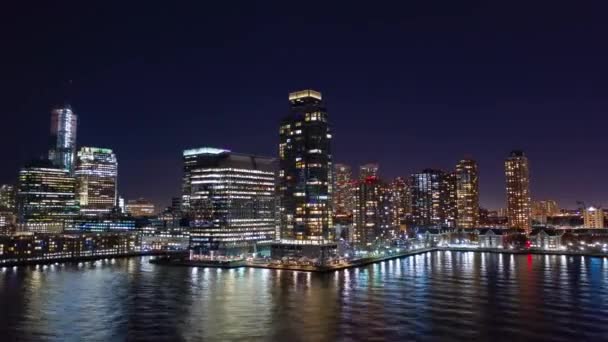 Jersey City Hyperlapse Luci Notturne Aeree — Video Stock