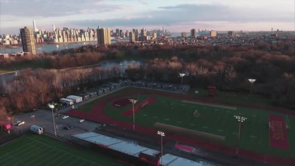 Severní Hudson Zrychlil Přelet Parku Prohlížení Manhattan — Stock video