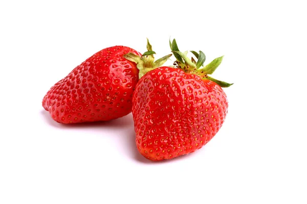Ein Paar Erdbeeren Auf Weißem Isolierten Hintergrund — Stockfoto
