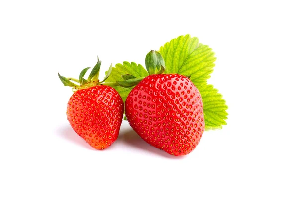 Ein Paar Erdbeeren Auf Weißem Isolierten Hintergrund — Stockfoto