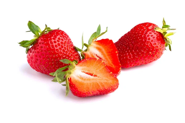 Juicy Beautiful Strawberries Isolated White Background Stock Photo