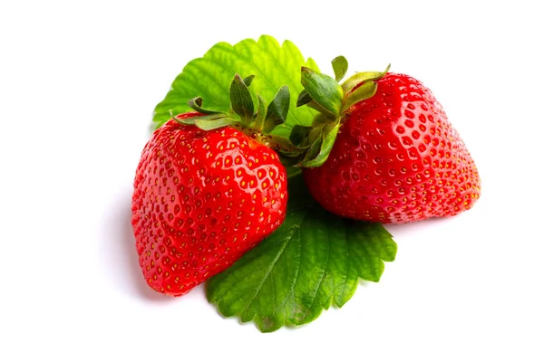 Fresas Jugosas Hermosas Sobre Fondo Blanco Aislado — Foto de Stock