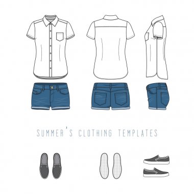 Giyim şablonları kümesi.