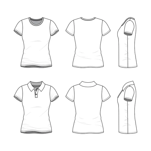 Sjablonen van vrouwelijke t-shirt en polo shirt. — Stockvector
