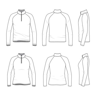 Raglan kollu t-shirt fermuar ile ayarla.